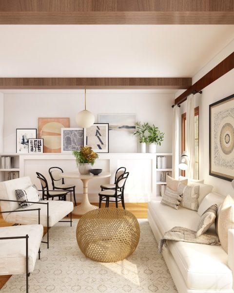 white and brown living room set