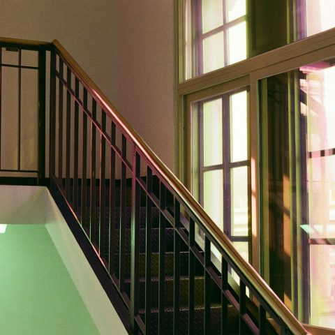brown concrete stair