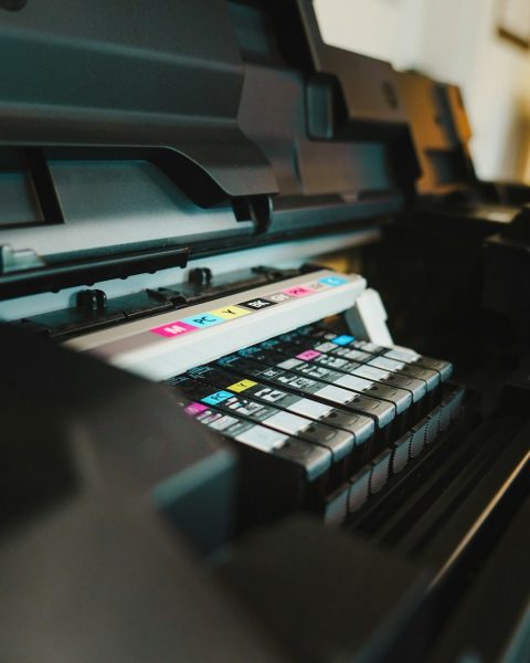 a close up of a printer on a table