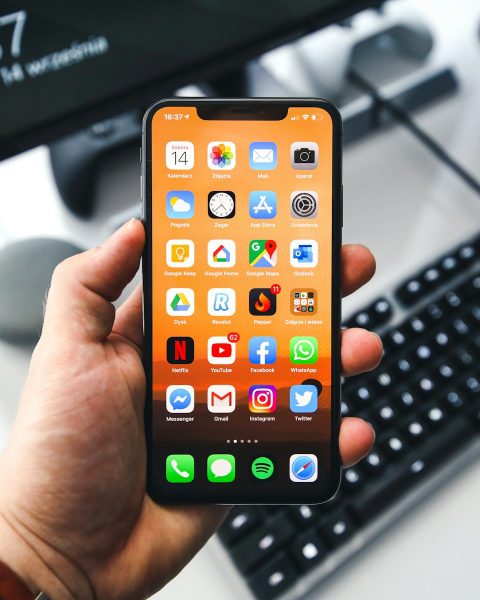 black samsung android smartphone turned on displaying icons