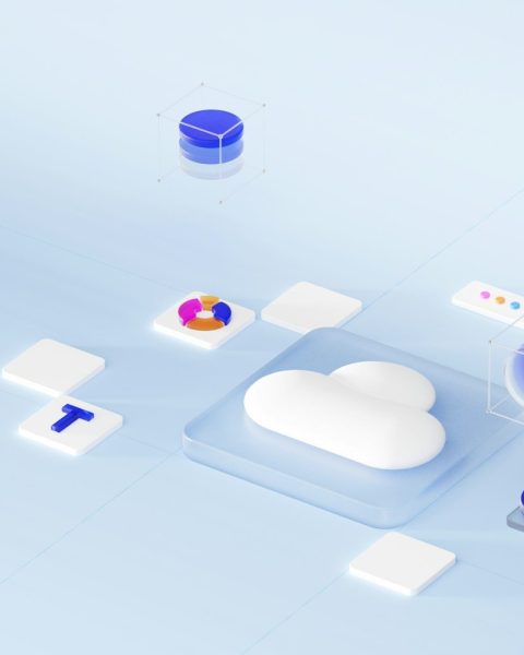 a computer screen with a cloud shaped object on top of it