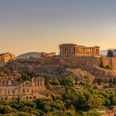 acropolis of athens at golden hour