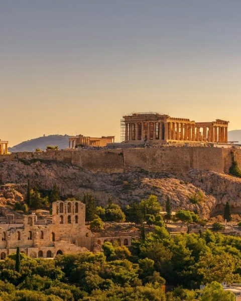 acropolis of athens at golden hour